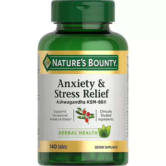 Nature's Bounty Anxiety y Stress Relief - Ashwagandha KSM-66 140 tabletas