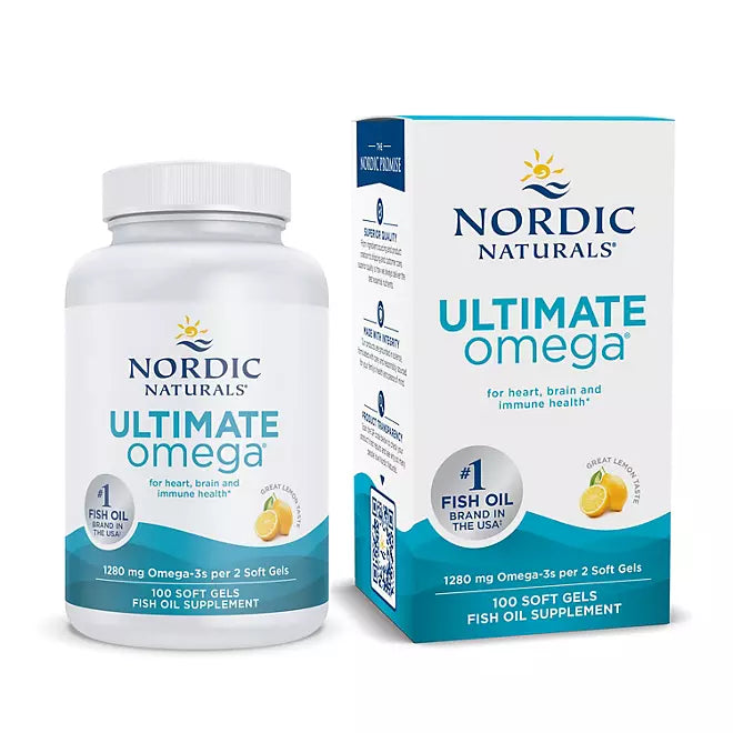 Nordic Naturals Ultimate Omega, sabor a limón,  90 Capsulas de Gel  1280 mg de Omega-3, suplemento de aceite de pescado Omega-3 de alta potencia con EPA y DHA, sin OMG