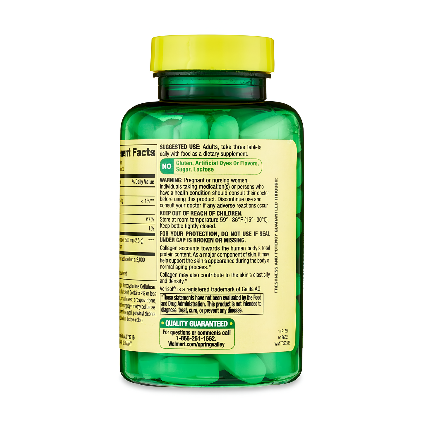 SPRING VALLEY Colágeno + C 2500mg bioacctivos de colageno - 90 tabletas