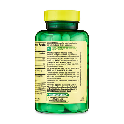 SPRING VALLEY Colágeno + C 2500mg bioacctivos de colageno - 90 tabletas