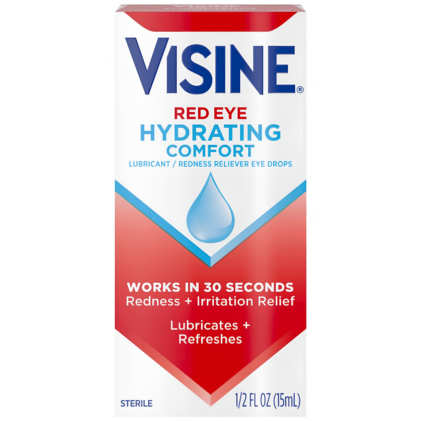 Visine Red Eye Hydrating Comfort Alivio del enrojecimiento y gotas lubricantes para ayudar a hidratar y aliviar los ojos rojos debido a irritaciones menores de los ojos Rápido, Tetrahidrozolina HCl, 15ml