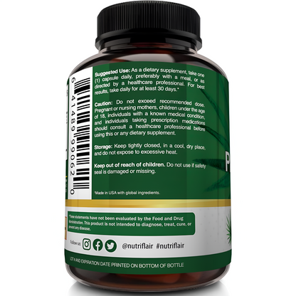 NUTRIFLAIR Saw Palmetto 750 mg, 120 capsulas -Natural Próstata Salud Apoyo