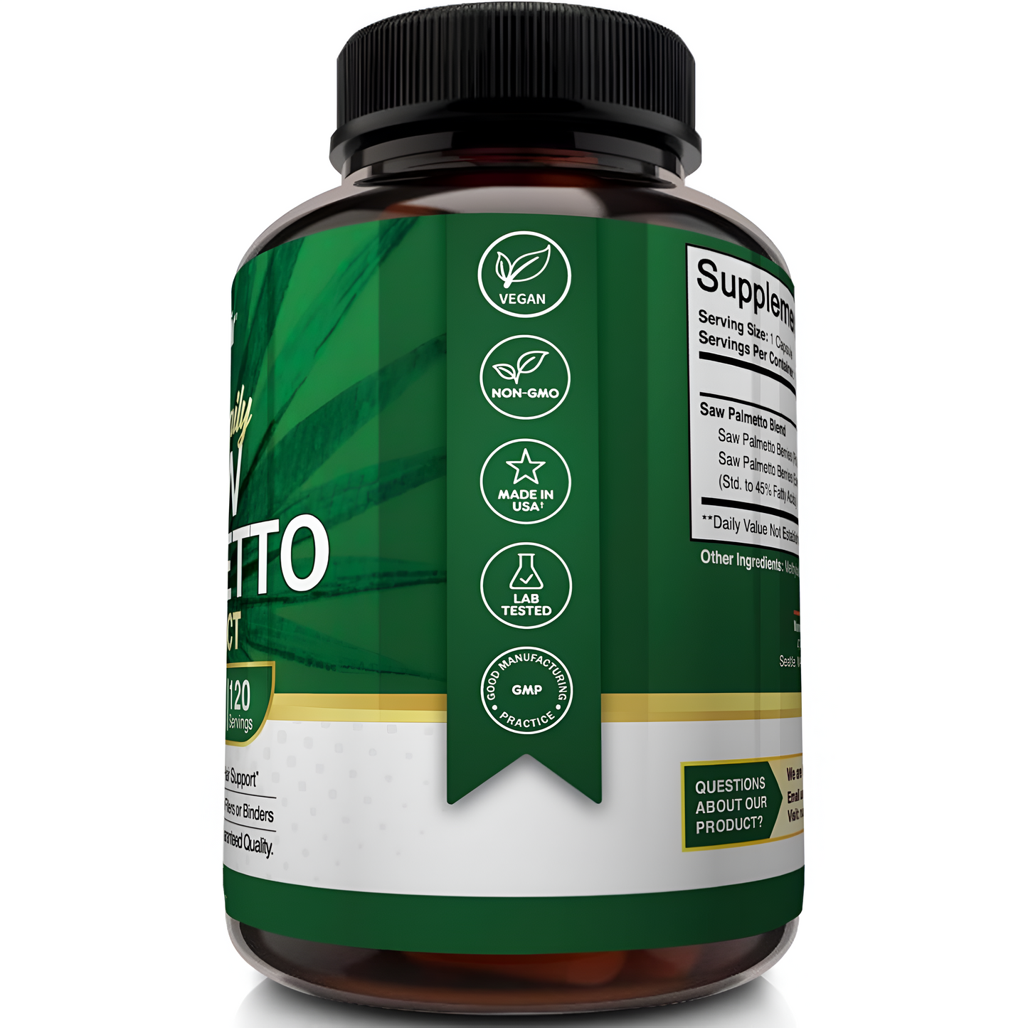 NUTRIFLAIR Saw Palmetto 750 mg, 120 capsulas -Natural Próstata Salud Apoyo