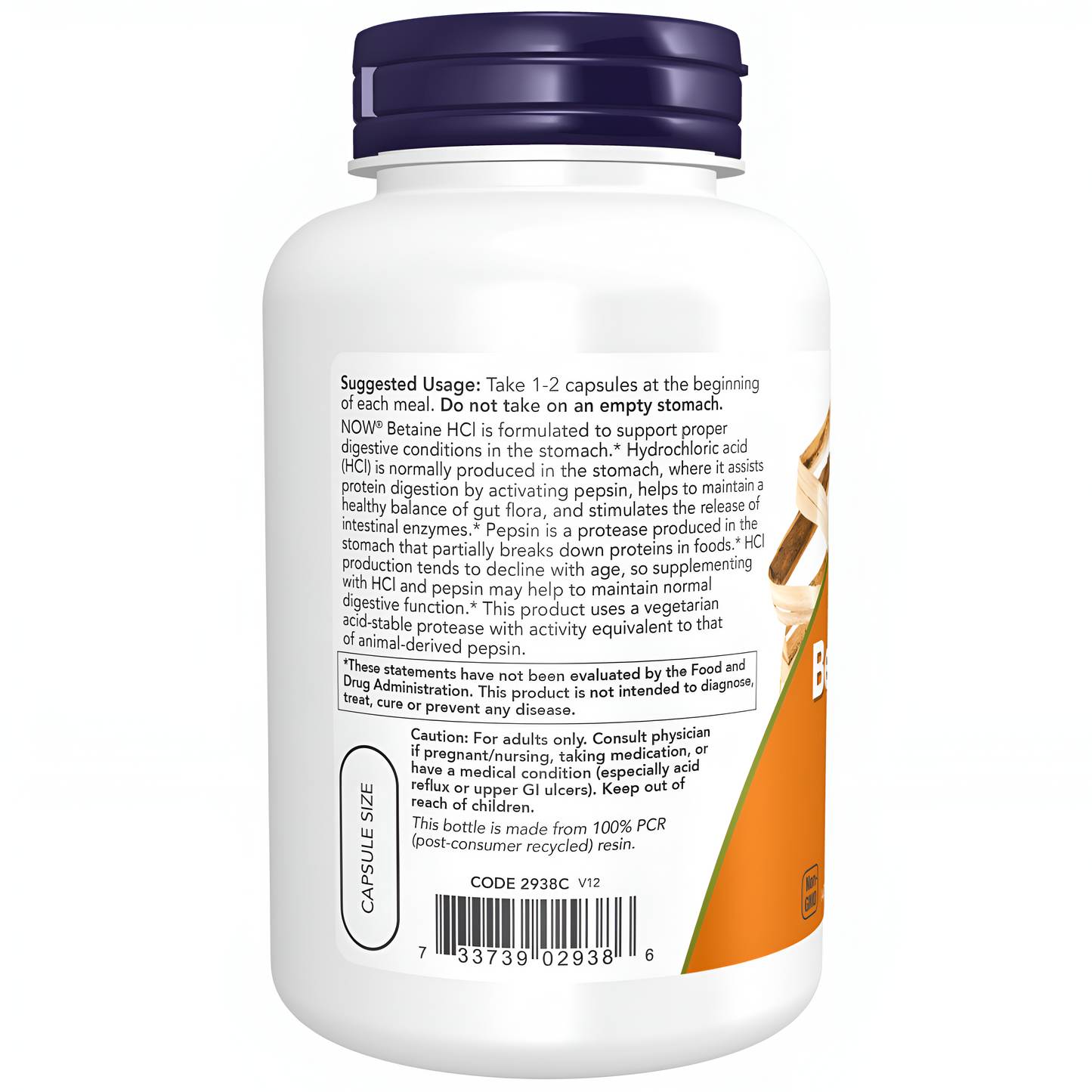 Betaine HCI 648mg , 120 capsulas vegetarianas - Now