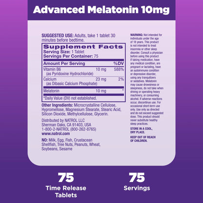 MELATONINA NATROL 10MG. ADVANCED SLEEP- TIME RELEASE en TABLETAS