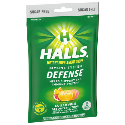 HALLS Immune SYSTEM DEFENSE - sabores citrus, 25 caramelos