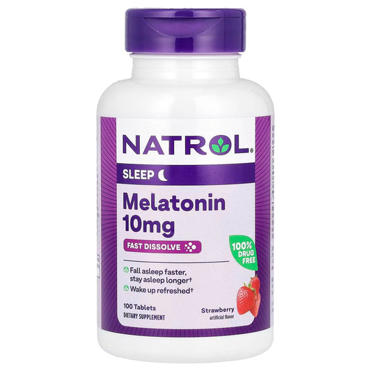 Natrol Melatonina 10mg Fast Dissolve 100 tabletas sabor a fresa