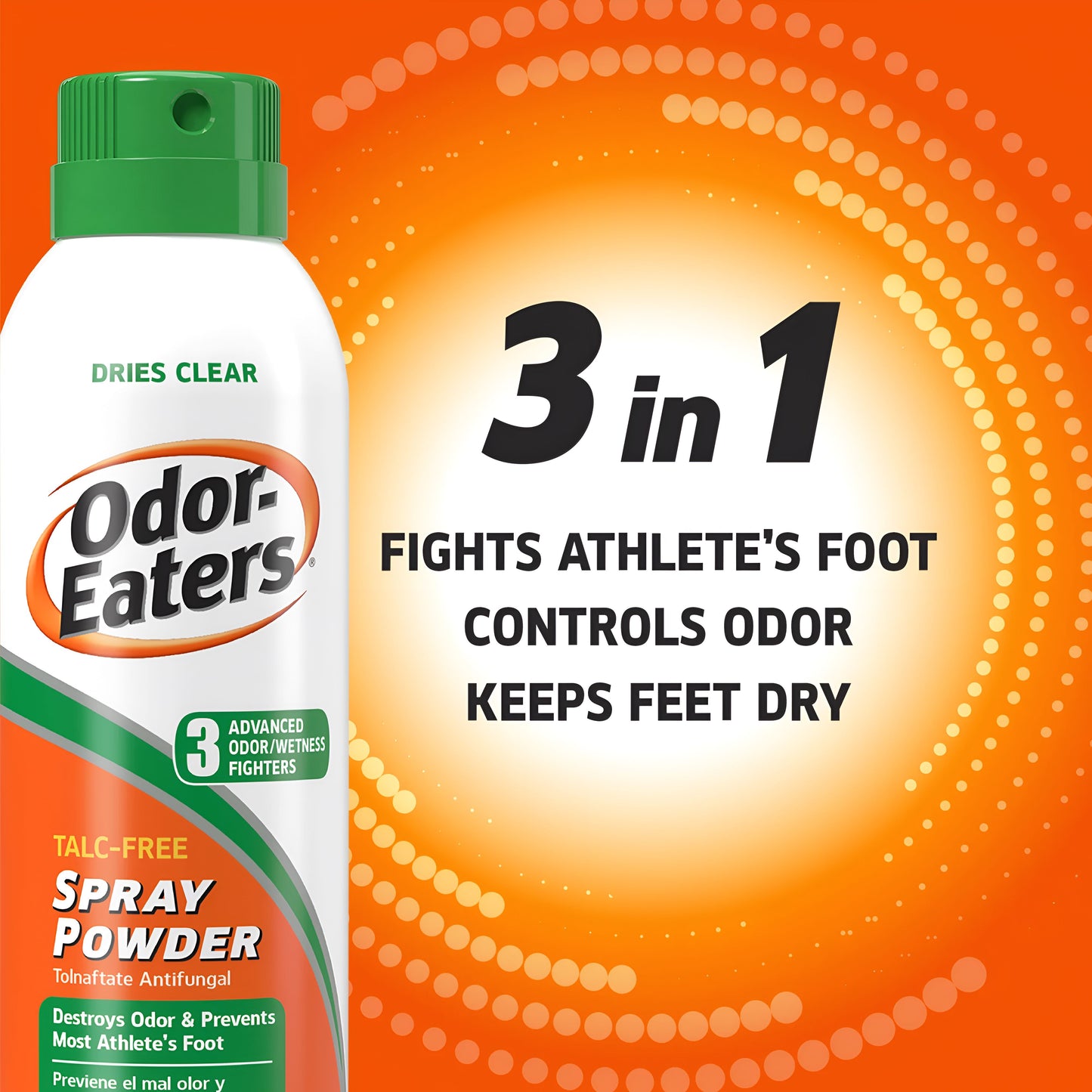 Odor-Eaters Desodorante en polvo en aerosol para pies, control de olores y absorción del sudor, 4 oz 113g