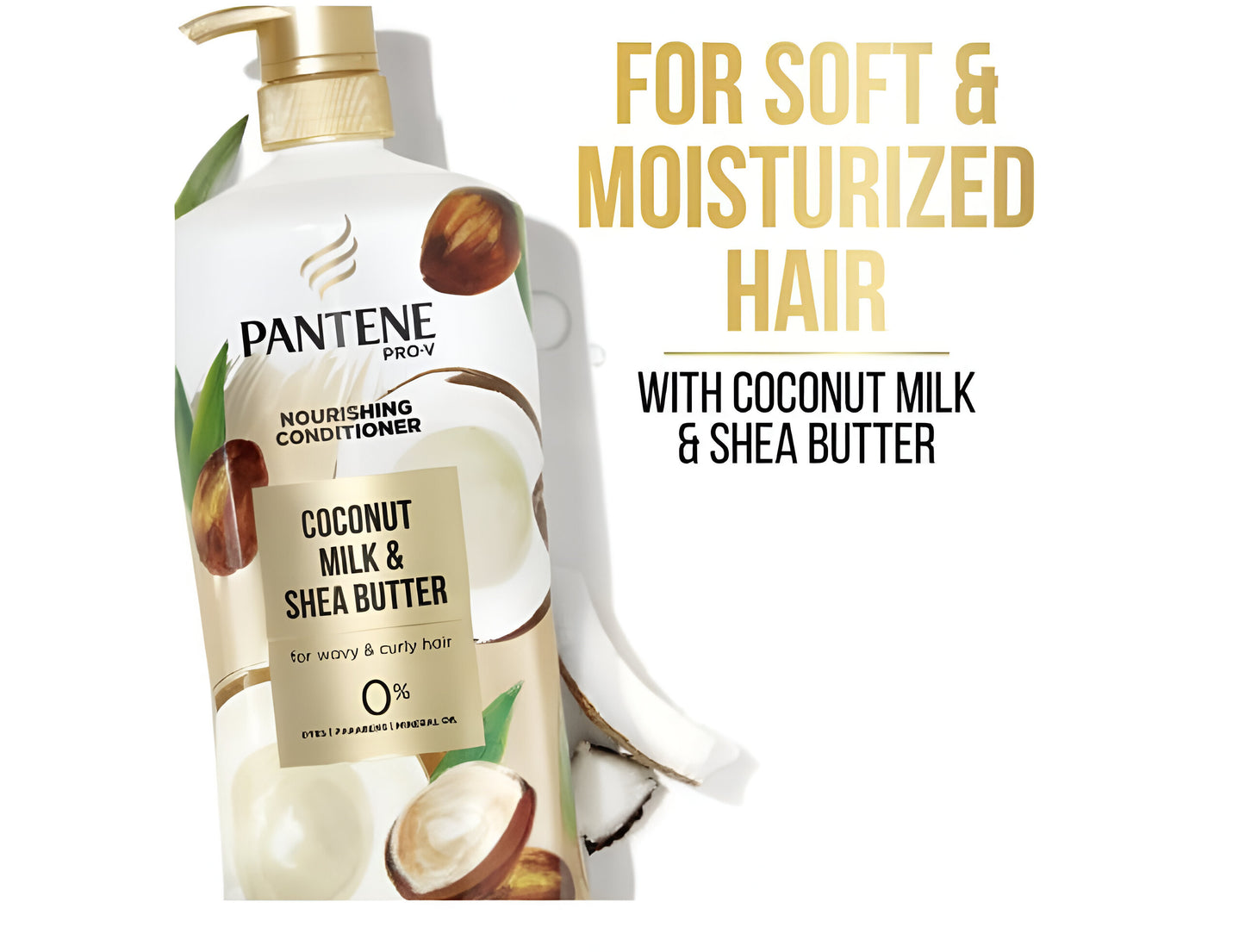 Pantene Pro-V Acondicionador nutritivo Leche de coco y manteca de karité (38,2 onzas líquidas)