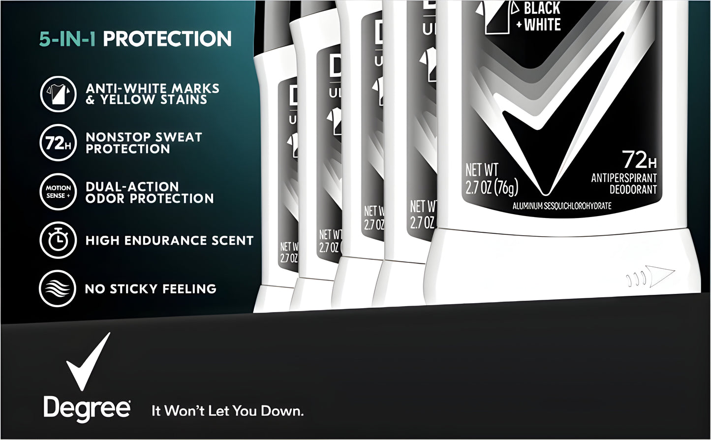 Desodorante antitranspirante Degree Men UltraClear+, negro y blanco Blanco, 76gr