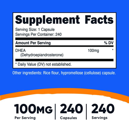 Nutricost DHEA 100 mg, 240 cápsulas