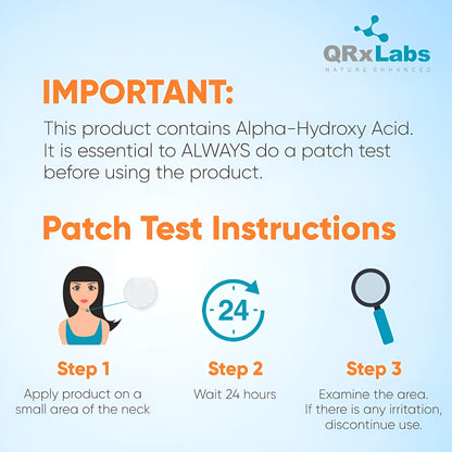 QRxLabs Almohadillas rejuvenecedoras de ácido glicólico al 20% con vitaminas B5, C y E, té verde, caléndula, alantoína