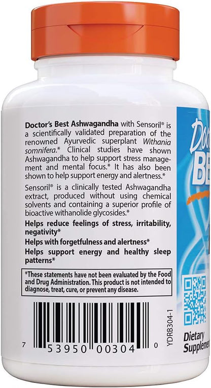 Doctor's Best Ashwagandha con sensoril, 125 mg, 60 unidades