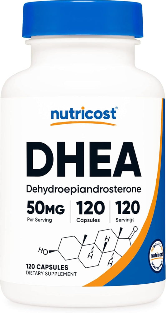 Nutricost DHEA 50 mg, 120 cápsulas - Sin gluten, sin soja, sin OMG, suplemento