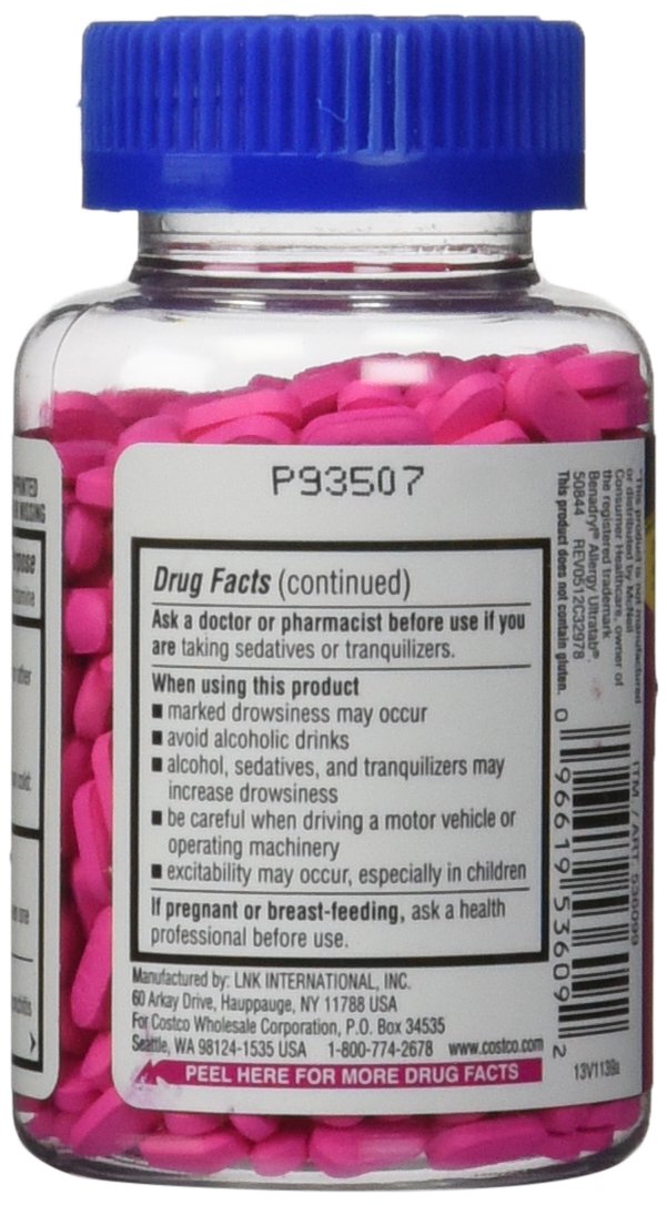 Allergy Medicine Kirkland Signature, Difenhidramina Hci 25 mg 600 minitabletas.