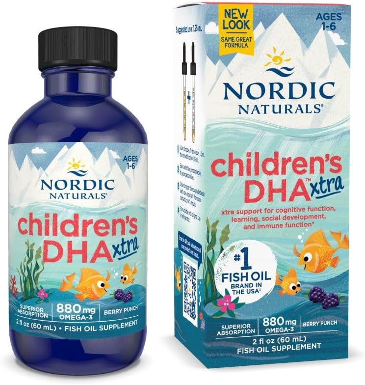 Nordic Naturals DHA Xtra para niños, 880 mg  Omega 3- 60 mL. Función cognitiva e inmunológica, aprendizaje, desarrollo social, sin OMG - 48 porciones