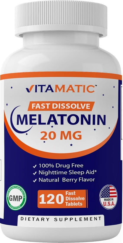 Vitamatic Tabletas de melatonina de 20 mg  Vegetariano 120 tabletas