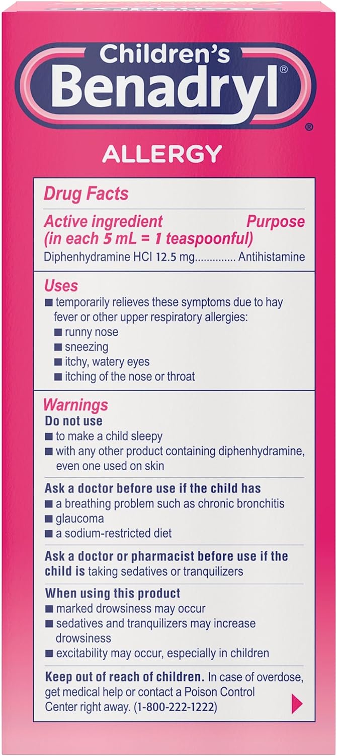 Children's BENADRYL® Allergy - Jarabe para el alivio de la alergia con difenhidramina CIH, niños