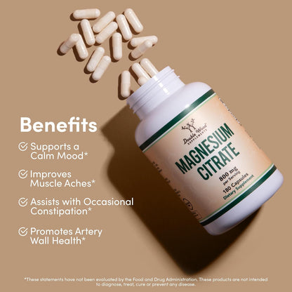 Double Wood Magnesium Citrate 800mg 180 capsulas