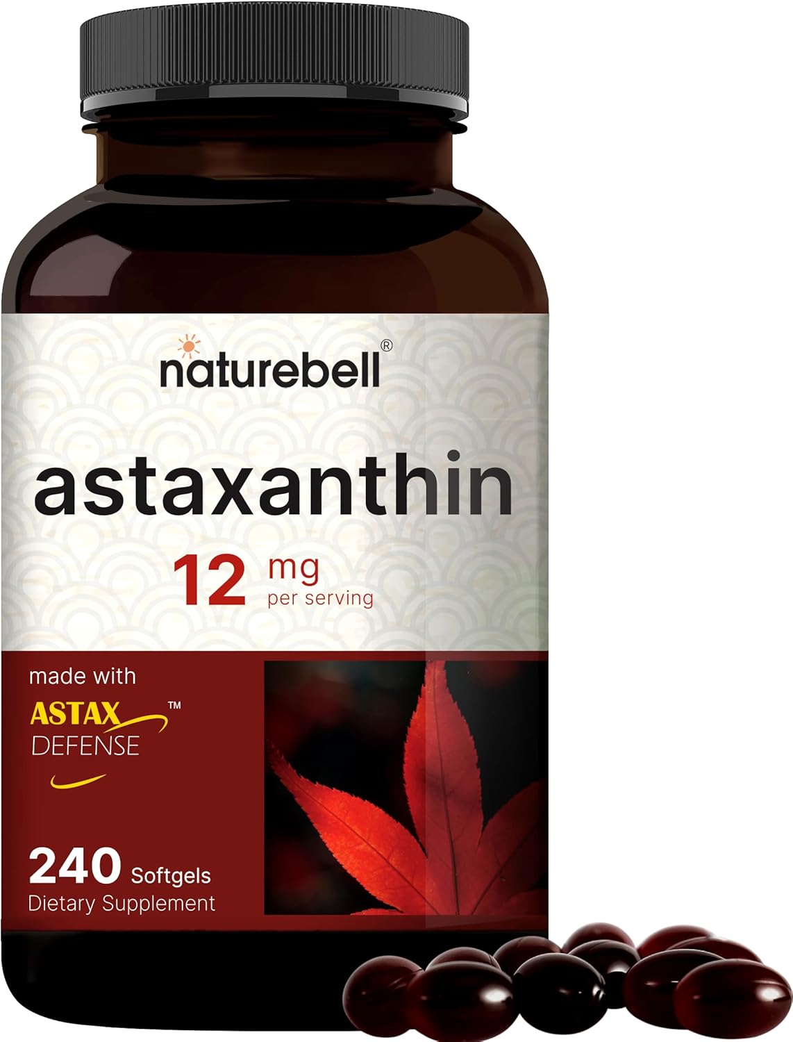 NatureBell Astaxantina de 12 mg, 240 cápsulas blandas