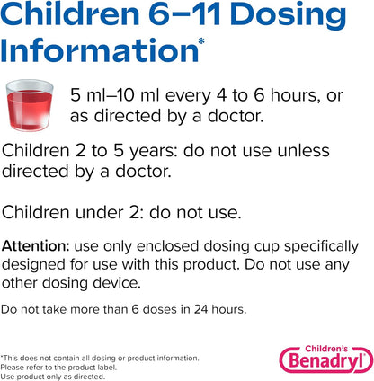 Children's BENADRYL® Allergy - Jarabe para el alivio de la alergia con difenhidramina CIH, niños