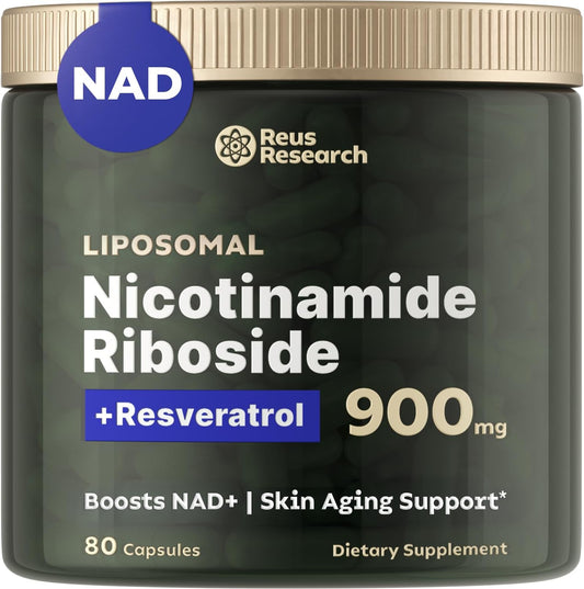 Reus Research Liposomal Nicotinamide Riboside + resveratrol - 900mg , 80 capsulas