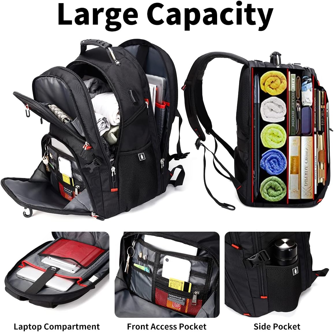 Shrradoo Mochila de viaje extragrande- Porta laptop de hasta 17 pulgadas