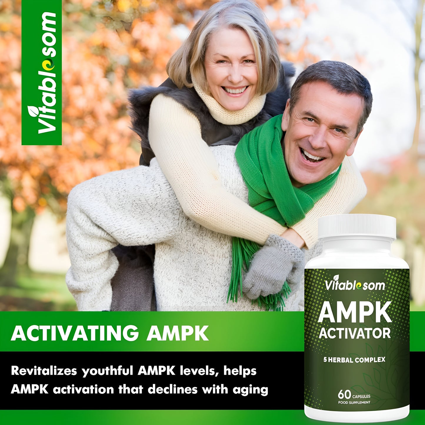 AMPK Suplemento activador, 5 en 1 Jiaogulan Gynostemma AMPK activador metabólico 60 cápsulas vegetarianas