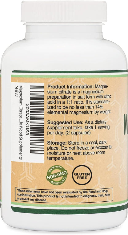 Double Wood Magnesium Citrate 800mg 180 capsulas