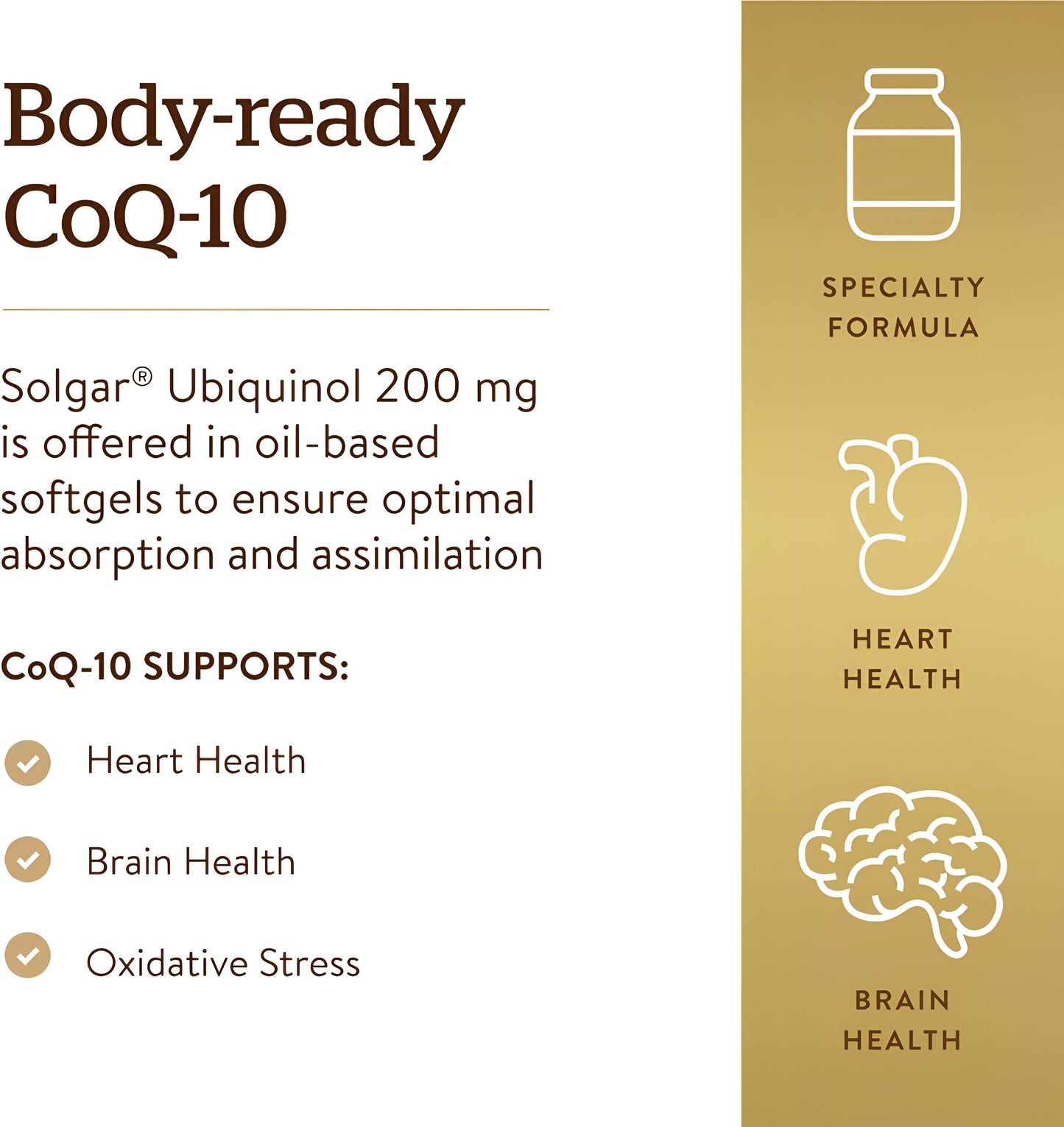 Solgar, Ubiquinol 100 mg (Coq-10 reducido), 50 Cápsulas blandas