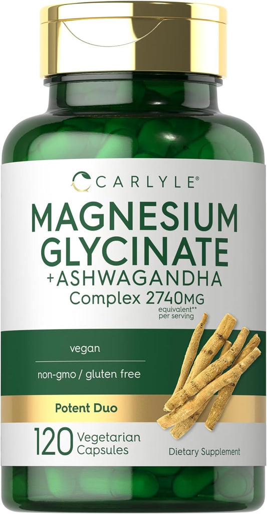 Carlyle Magnesio Glycinato + Ashwagandha complex 2740mg , 120 capsulas