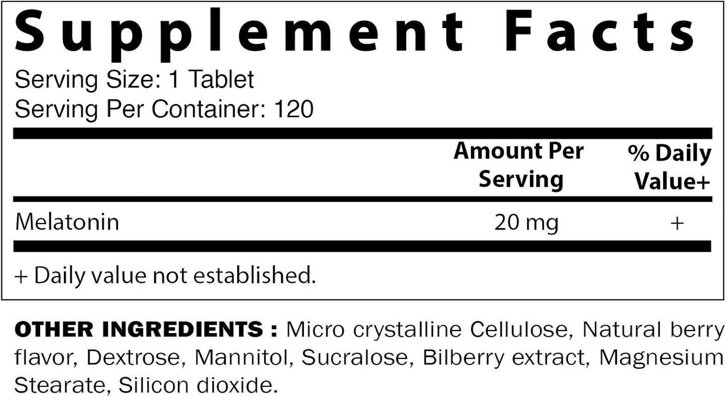 Vitamatic Tabletas de melatonina de 20 mg  Vegetariano 120 tabletas