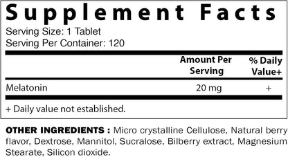 Vitamatic Tabletas de melatonina de 20 mg  Vegetariano 120 tabletas