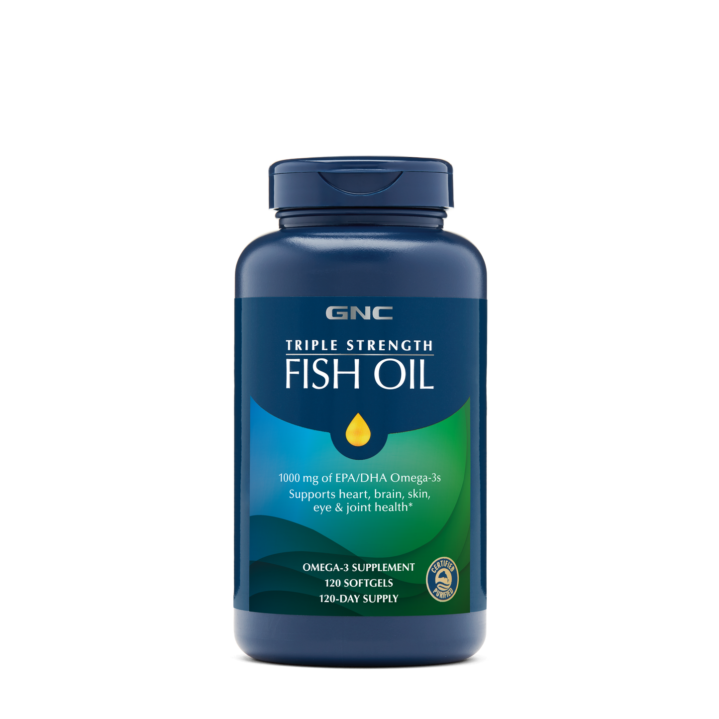 GNC Triple Strength Fish Oil 1000mg - 120 Softgels (120 Servings)