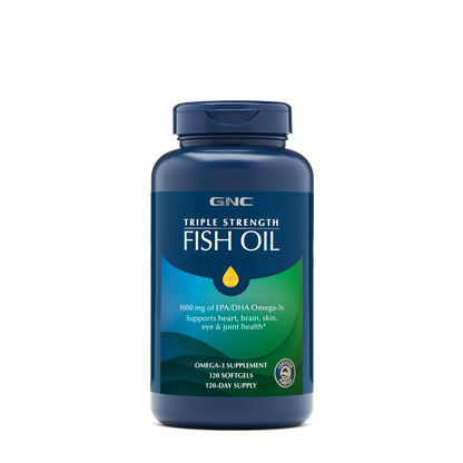 GNC Triple Strength Fish Oil 1000mg - 120 Softgels (120 Servings)