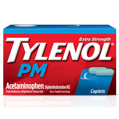 Tylenol PM Extra Fuerte - Alivia el dolor + Ayuda al descanso nocturno, Tabletas.