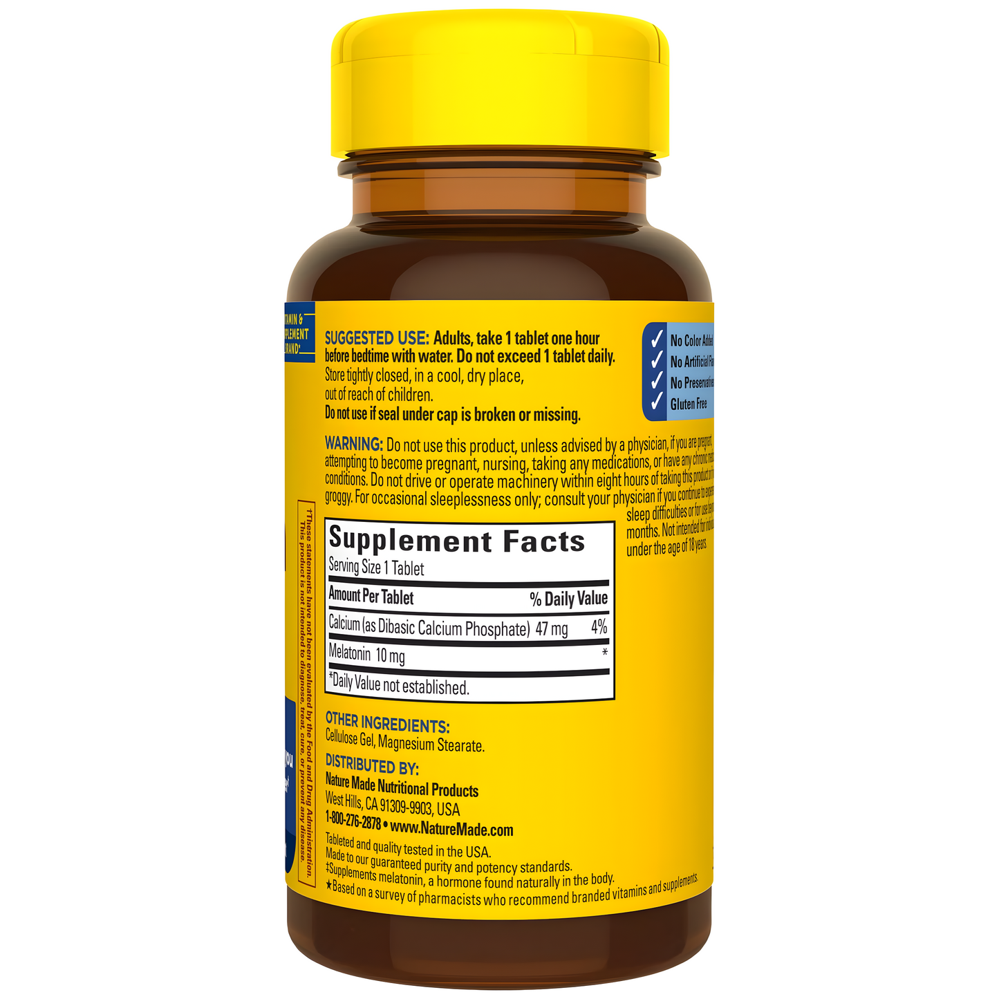 Melatonina  Nature Made 10 mg Extra Fuerte 70 Tableas