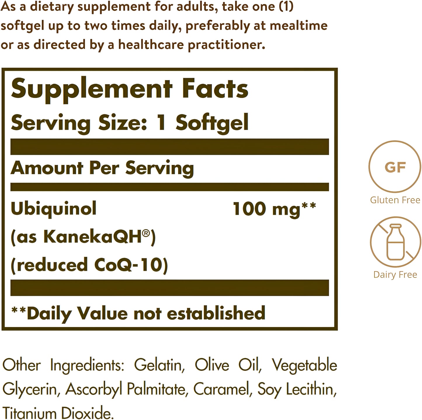 Solgar, Ubiquinol 100 mg (Coq-10 reducido), 50 Cápsulas blandas