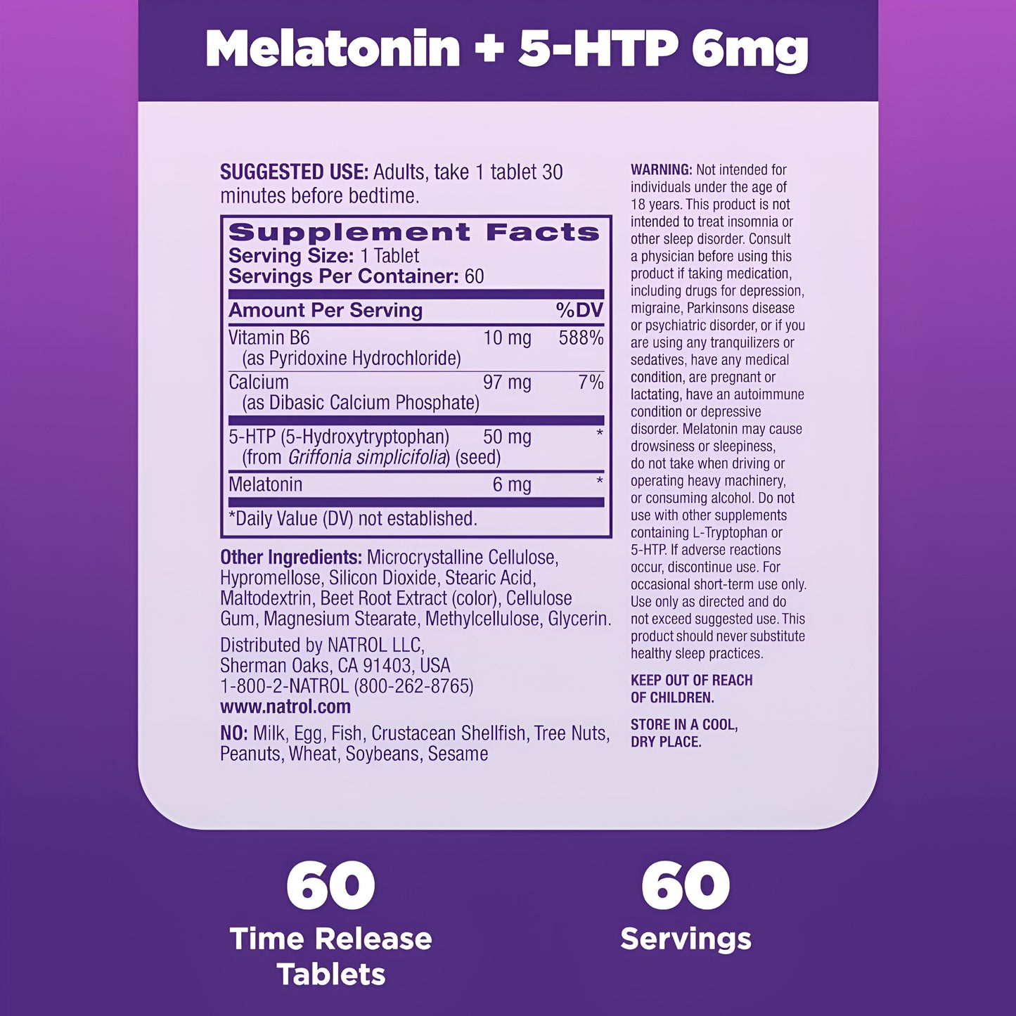 Melatonina + 5 HTP Advanced sleep 60 tabletas - Natrol