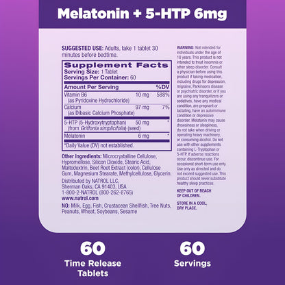 Melatonina + 5 HTP Advanced sleep 60 tabletas - Natrol