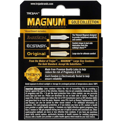 MAGNUM LARGE SIZE CONDOMS GOLD COLLECTION 3 unidades - Bareskin, Ecstasy y Original