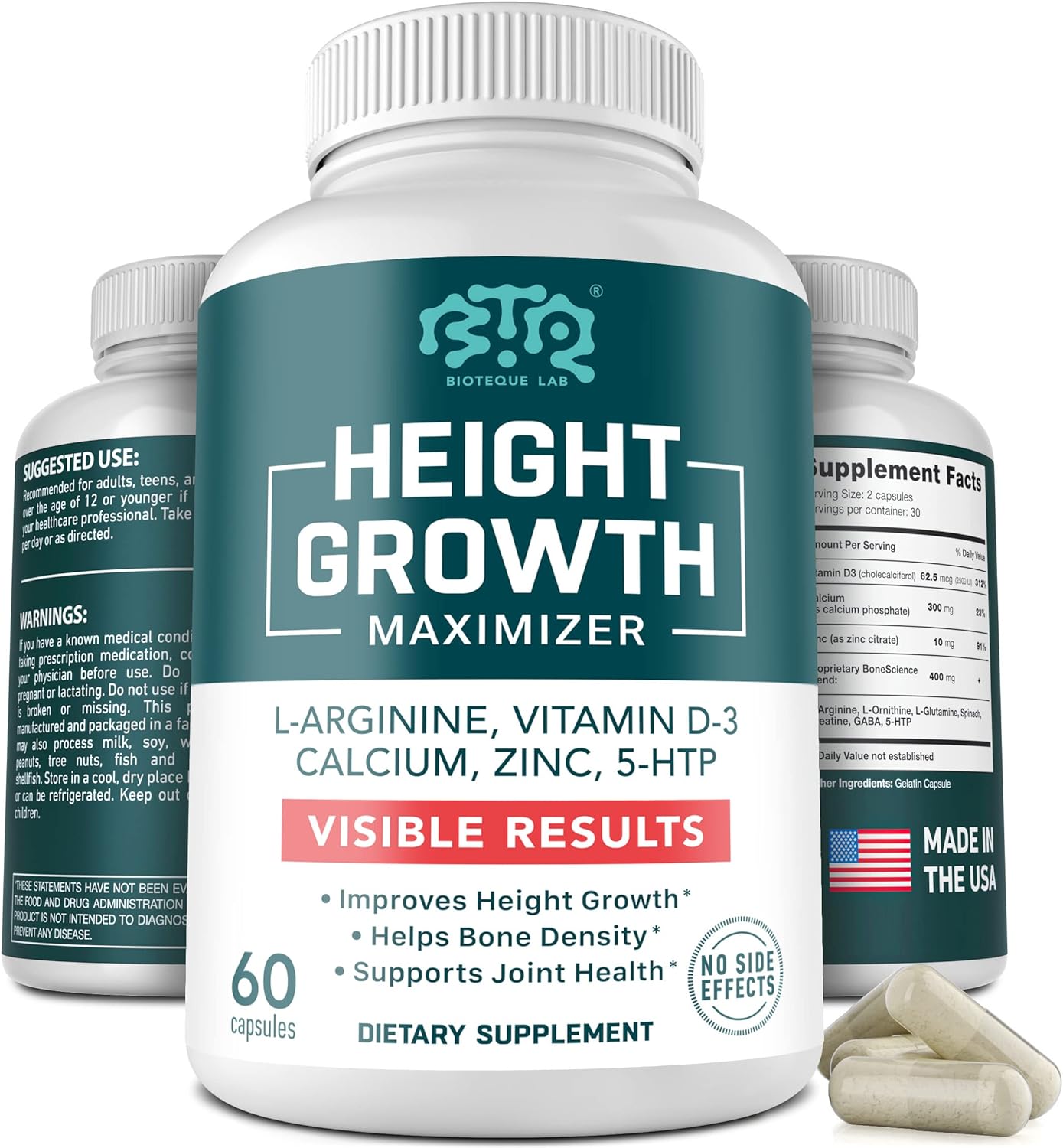 Height Growth maximizer , 60 capsulas - Bioteque Labs