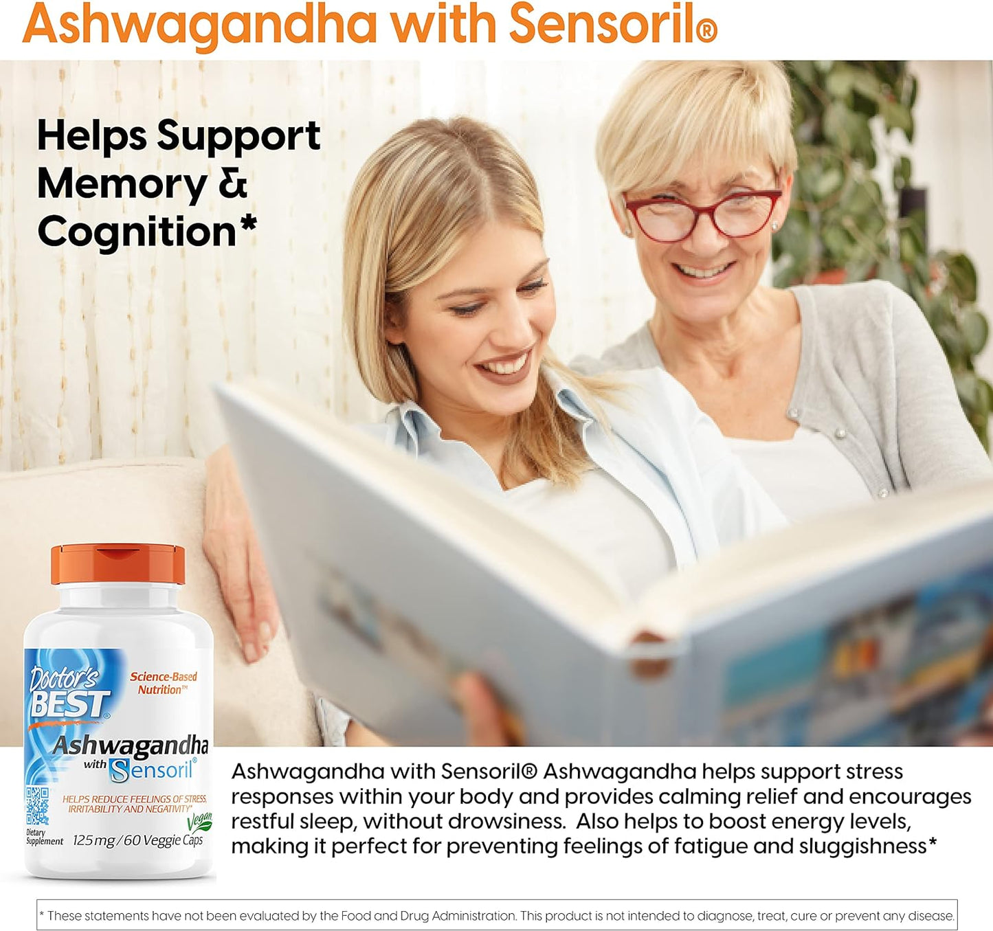 Doctor's Best Ashwagandha con sensoril, 125 mg, 60 unidades