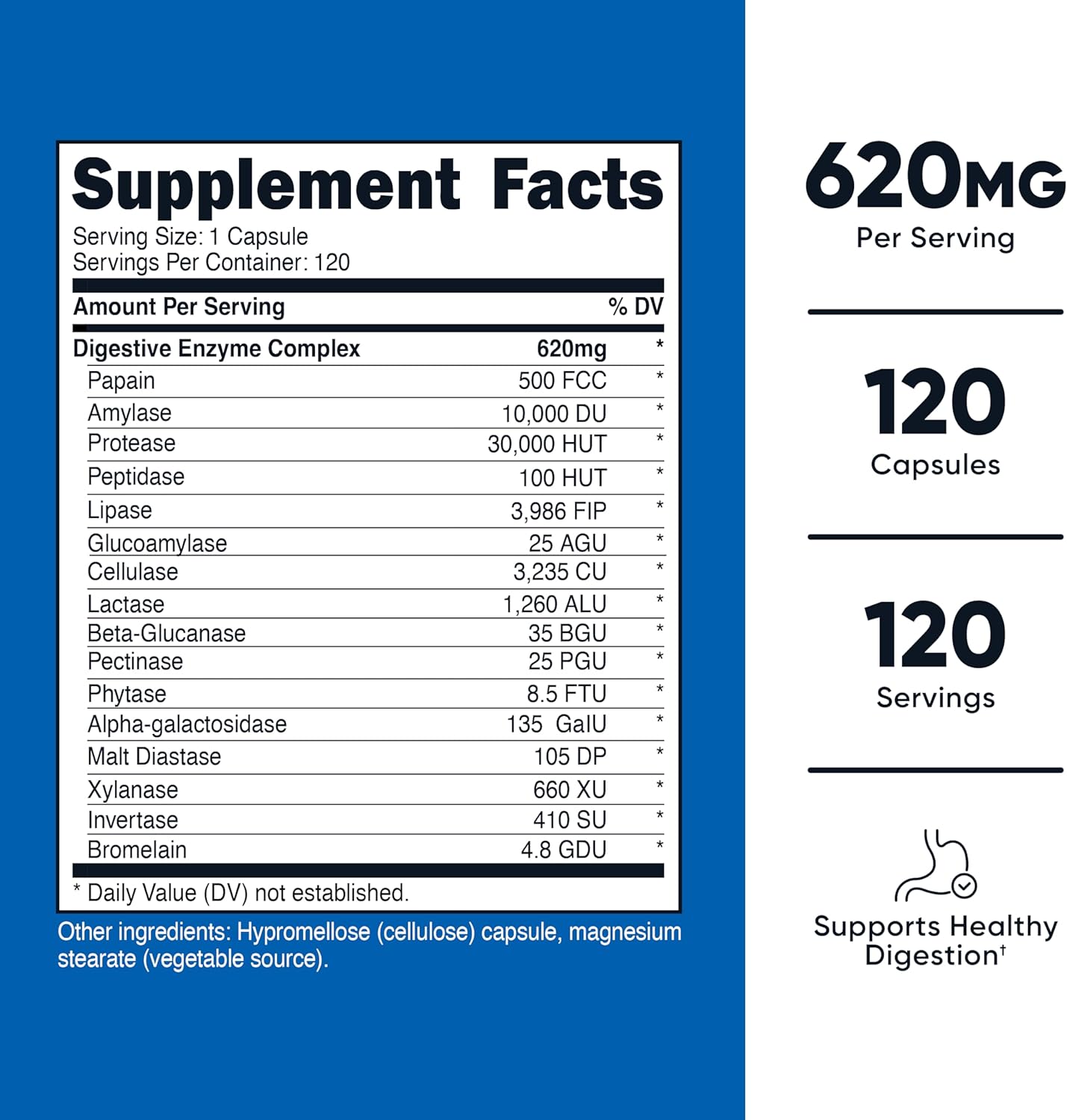 Enzimas digestivas nutricost 620mg 120 capsulas