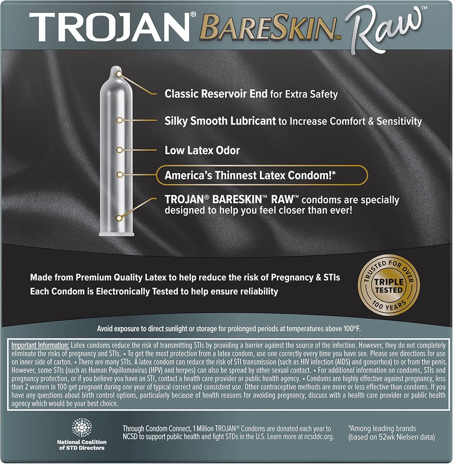 TROJAN PERSERVATIVO BARESKIN RAW PRESERVATIVOS LUBRICADOS, LATEX