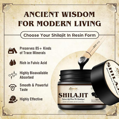 Shilajit Resina  orgánica pura del Himalaya – 600 mg de máxima potencia  30 gr.