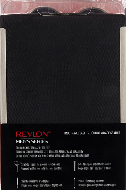 REVLON Mens Series- Kit de Aseo para Hombre - Pack de 4 piezas de acero inoxidable