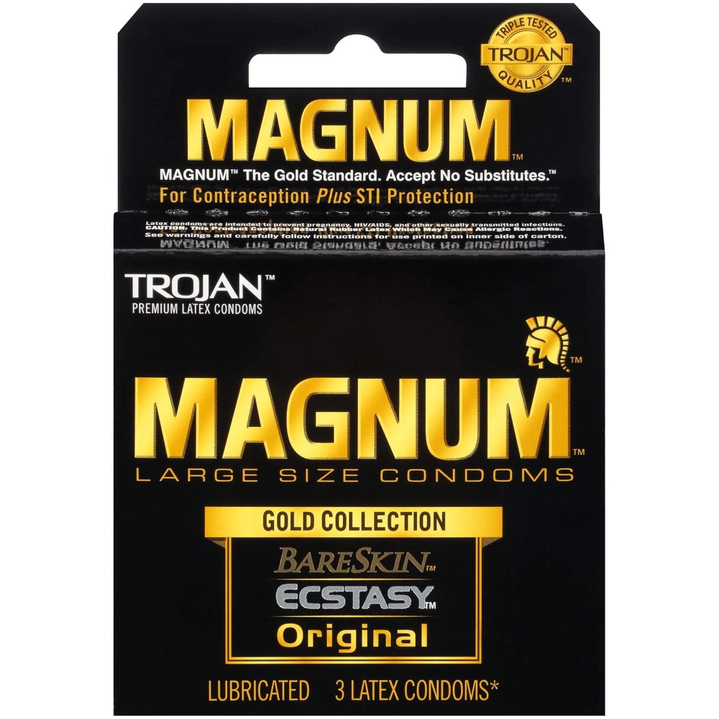 MAGNUM LARGE SIZE CONDOMS GOLD COLLECTION 3 unidades - Bareskin, Ecstasy y Original