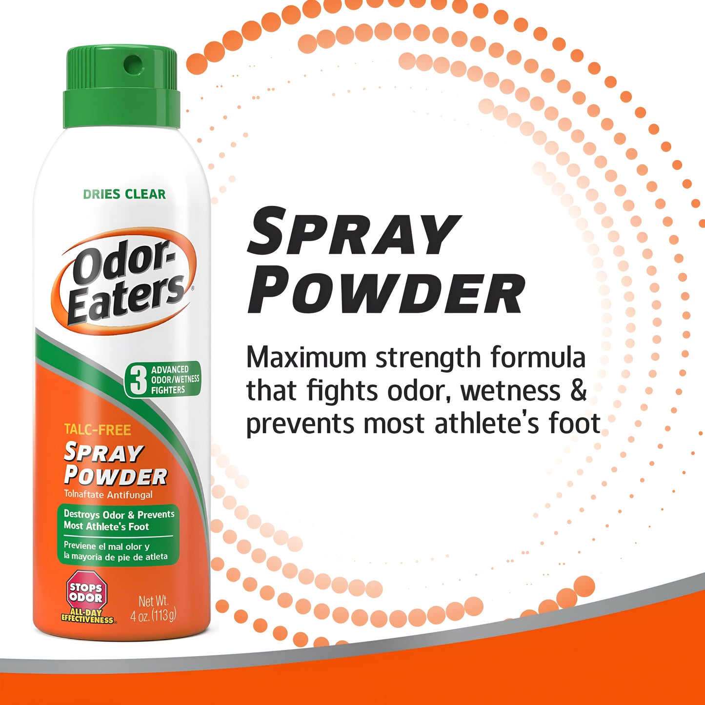 Odor-Eaters Desodorante en polvo en aerosol para pies, control de olores y absorción del sudor, 4 oz 113g