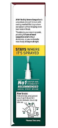 Afrin Alivio nasal en Spray para la congestión severa - sin goteo, 20ml.